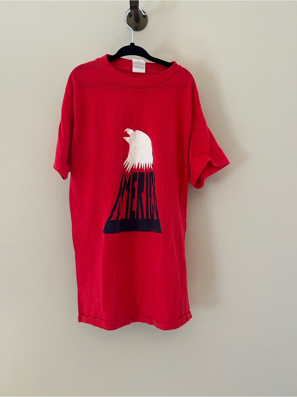 Vintage circa 1976. Red Short Sleeve Graphic Tee with Eagle Print